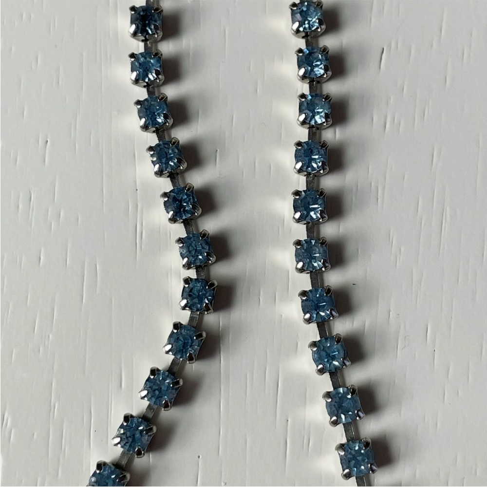 Gorgeous vintage blue rhinestone choker necklace w/ confetti cabochons - Picture 5 of 10